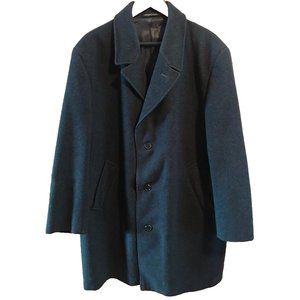 Men's XL Black Pure Wool Dress Coat 3 Button Pockets Knee Length Silvermans